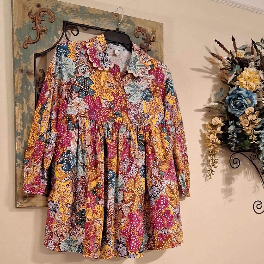 Kika Vargas Multicolor Floral Long Sleeve Dress. NWOT Size XS